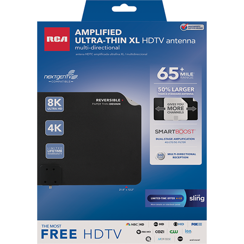 ANT2160E - Ultra-Thin XL Amplified HDTV Antenna - Multi-Directional