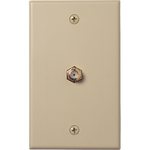 VH62R - RG6 or RG59 Coaxial Cable Ivory Wall Plate with Single Connector