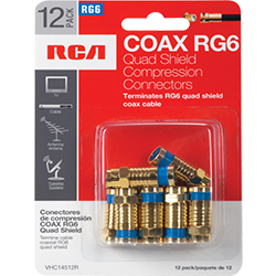 VHC14512R - RG6 Quad Compression Connector - 12 Pack