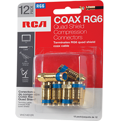 VHC14512R - RG6 Quad Compression Connector - 12 Pack