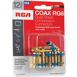 VHC14512R - RG6 Quad Compression Connector - 12 Pack