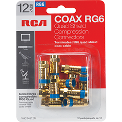 VHC14512R - RG6 Quad Compression Connector - 12 Pack